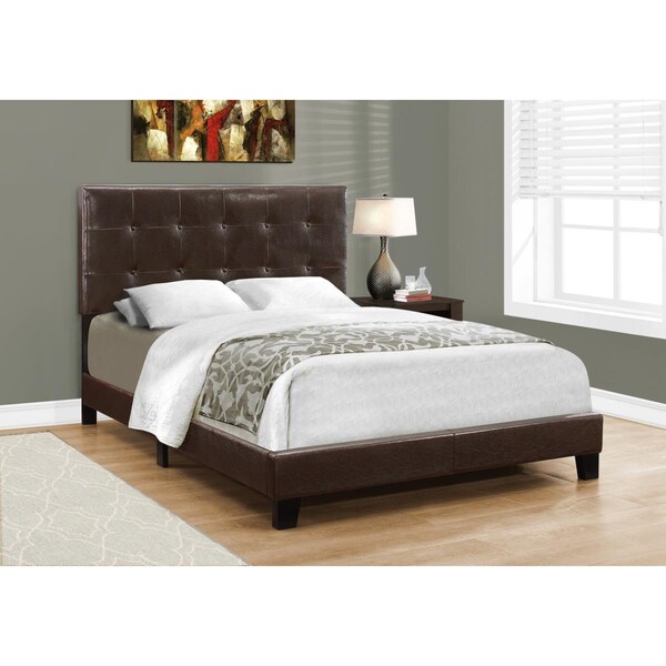 Homeroots 45.75 in. Brown & Black Solid Wood MDF & Foam Full Size Bed with a Leather Look 333290 - main